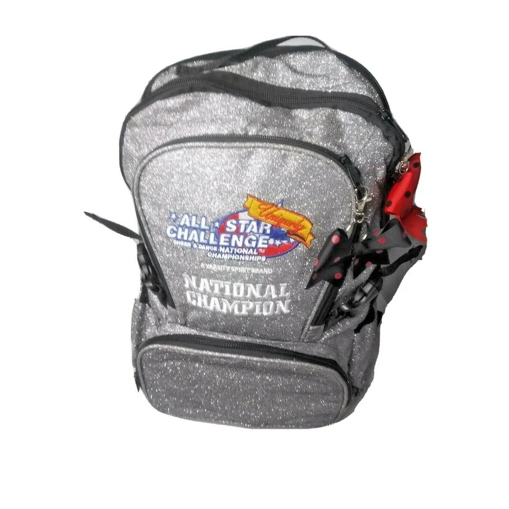 Metallic Silver Backpack All Star Challenge National Champion  Cheerleading Back